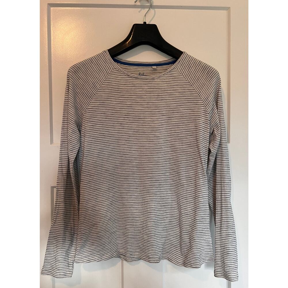 Boden Womens Stripe Shirt XSmall White Black Long Sleeve
